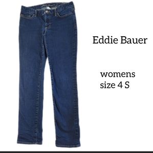 EDDIE BAUER WOMENS TRULY  STRAIGHT FIT JEANS SIZE 4 S BLUE DENIM